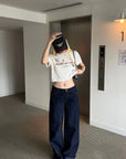 Rase le sol Pantalon en denim à jambe large sculptée