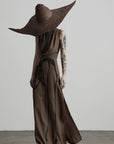 DOINDULGE Halter Cowl Neck Embroidered Maxi Dress