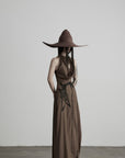 DOINDULGE Halter Cowl Neck Embroidered Maxi Dress
