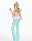 IAMXIAA Mint Script Logo Low-Rise Flared Pants