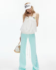 IAMXIAA Mint Script Logo Low-Rise Flared Pants