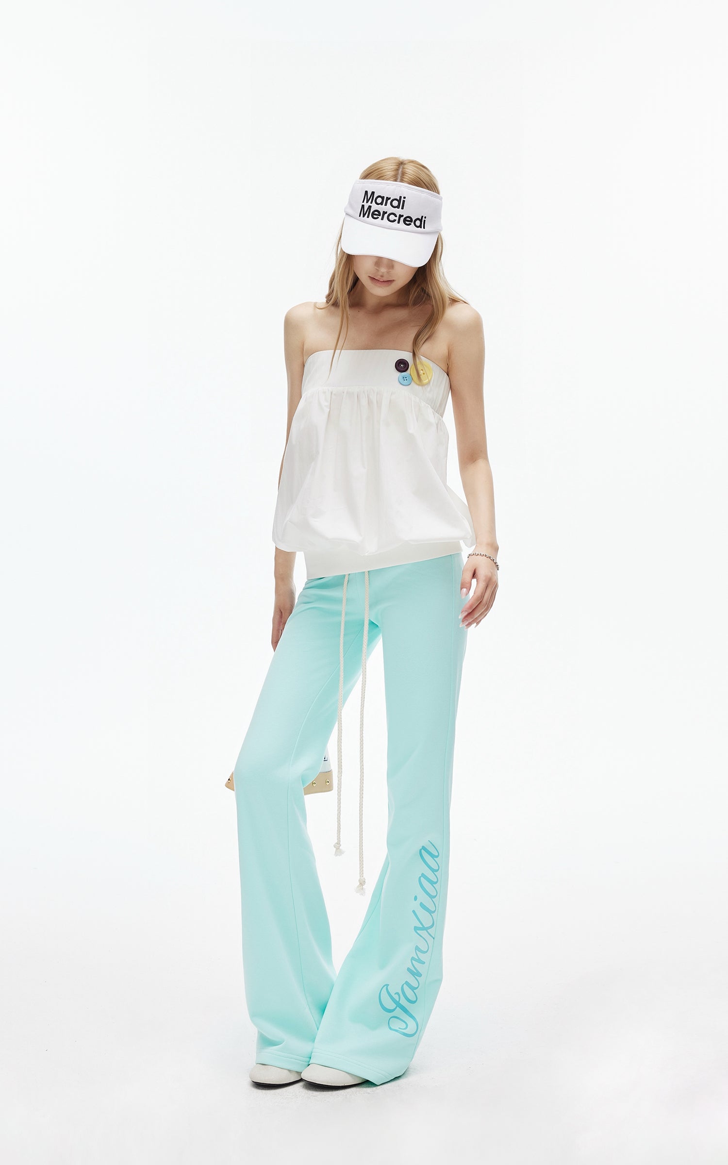 IAMXIAA Button Detail Bubble Tube Top