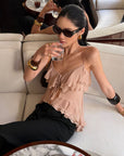 ROVENTE Blush Ruffle Tie Cami Top