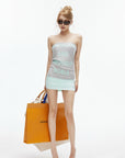 IAMXIAA Mint Ruched Micro Mini Skirt