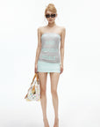 IAMXIAA Mint Ruched Micro Mini Skirt