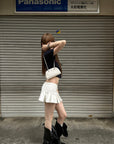 Rase le sol Folded Waist Pleated Mini Skirt