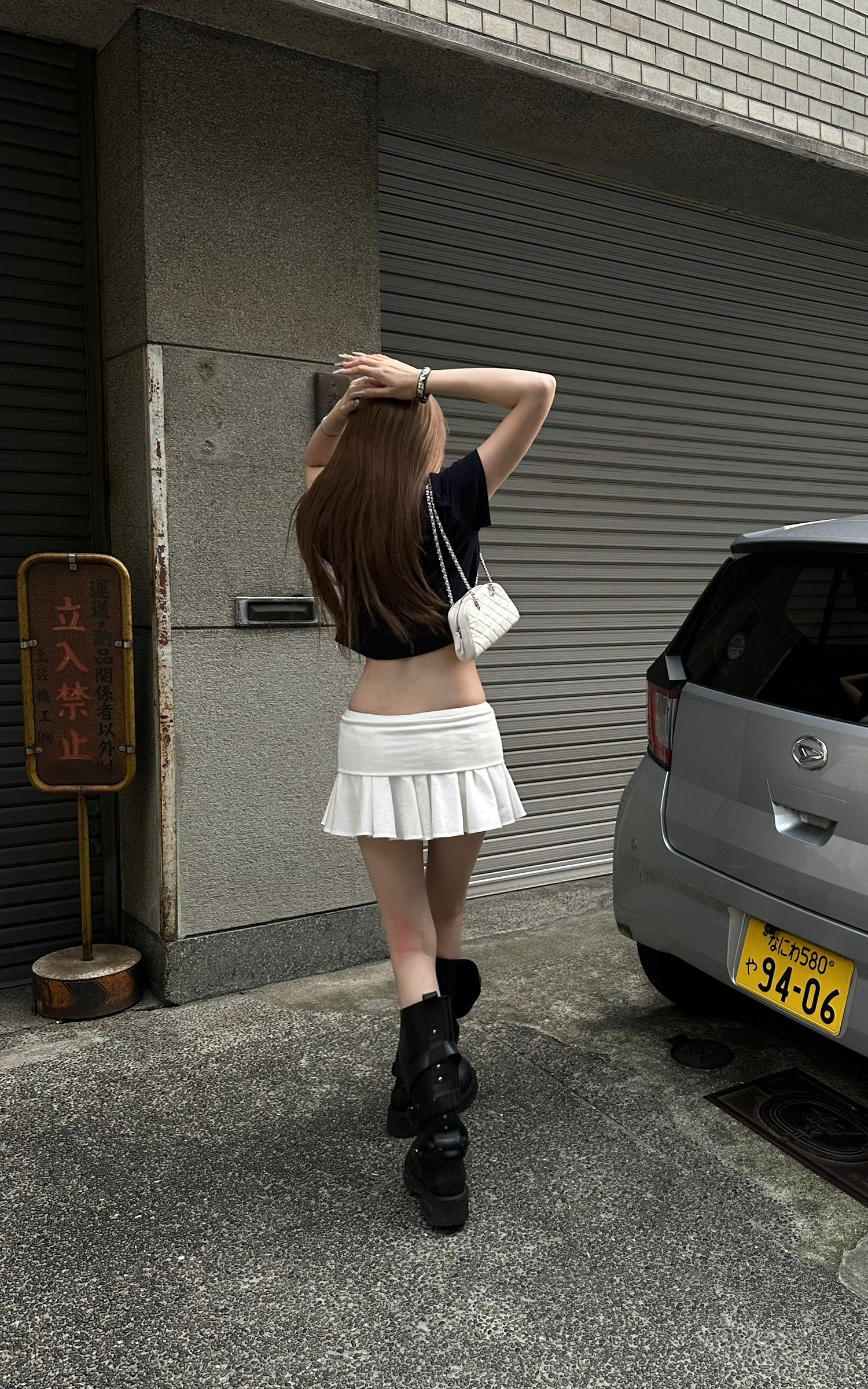 Rase le sol Folded Waist Pleated Mini Skirt