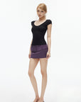 IAMXIAA Soft Stretch V-Neck Body-Hugging Cap Sleeve Top