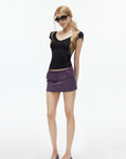 IAMXIAA Soft Stretch V-Neck Body-Hugging Cap Sleeve Top