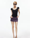 IAMXIAA Soft Stretch V-Neck Body-Hugging Cap Sleeve Top