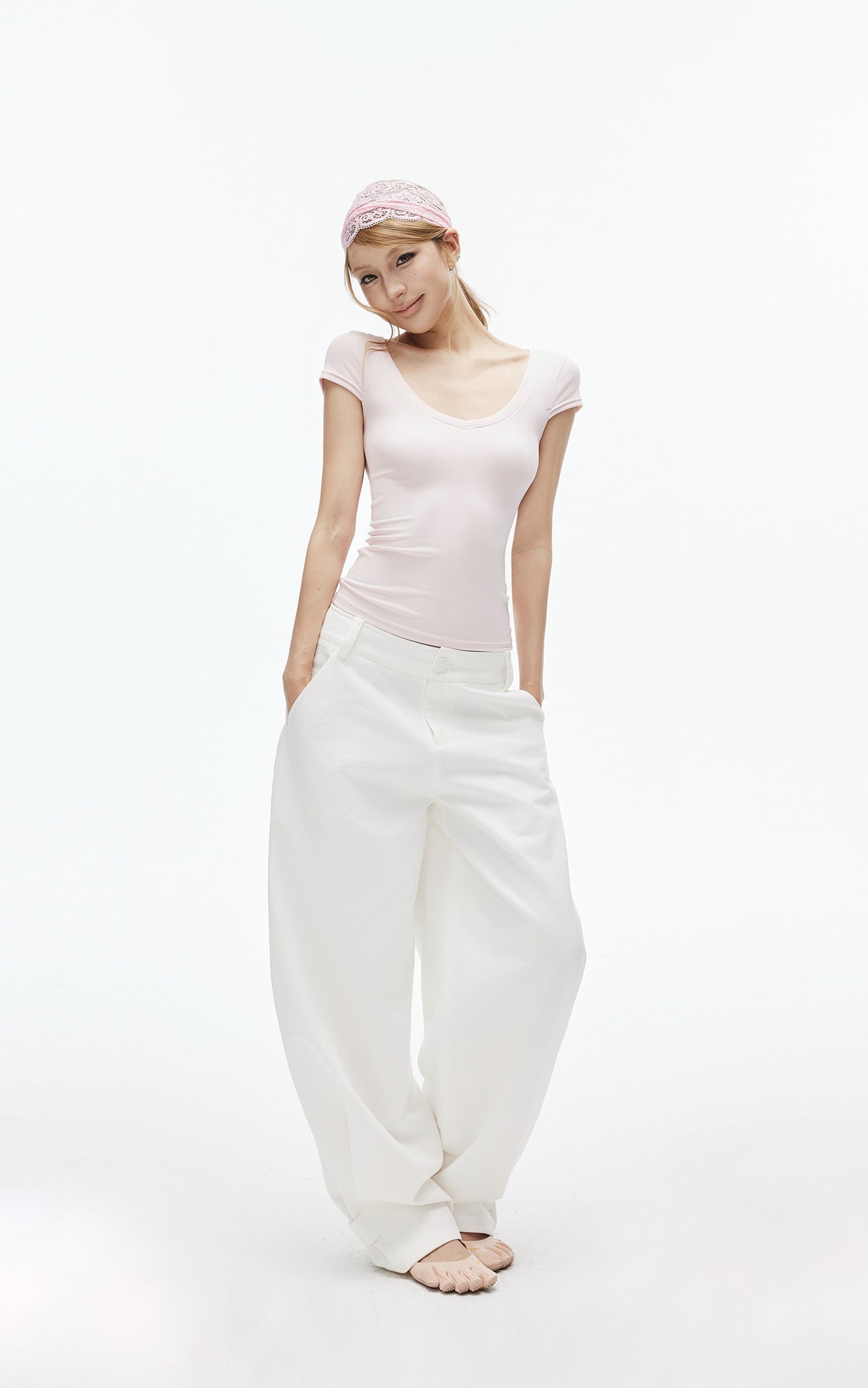 IAMXIAA Adjustable Hem Balloon Wide-Leg Pants
