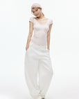 IAMXIAA Adjustable Hem Balloon Wide-Leg Pants