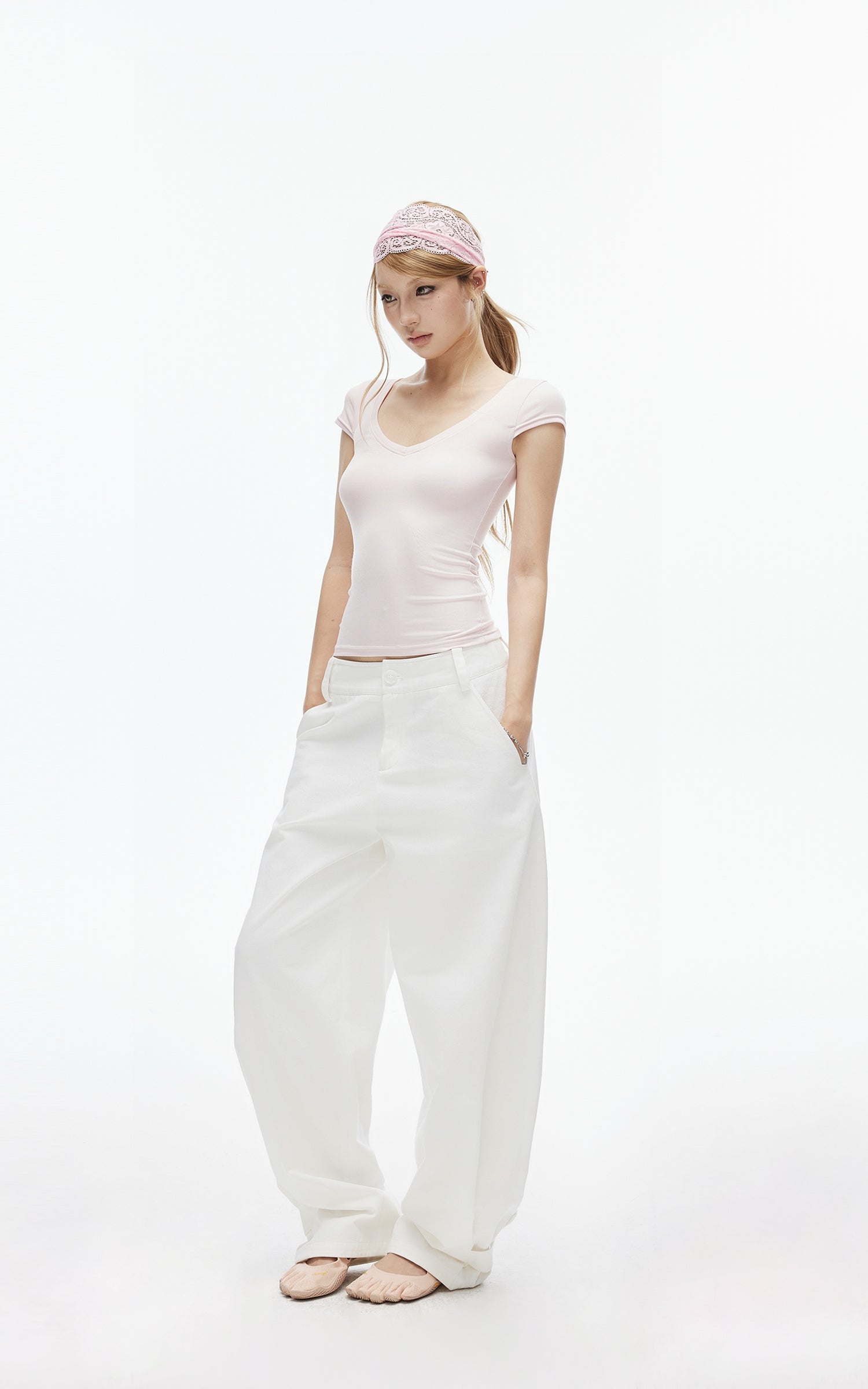 IAMXIAA Adjustable Hem Balloon Wide-Leg Pants