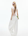 IAMXIAA Adjustable Hem Balloon Wide-Leg Pants