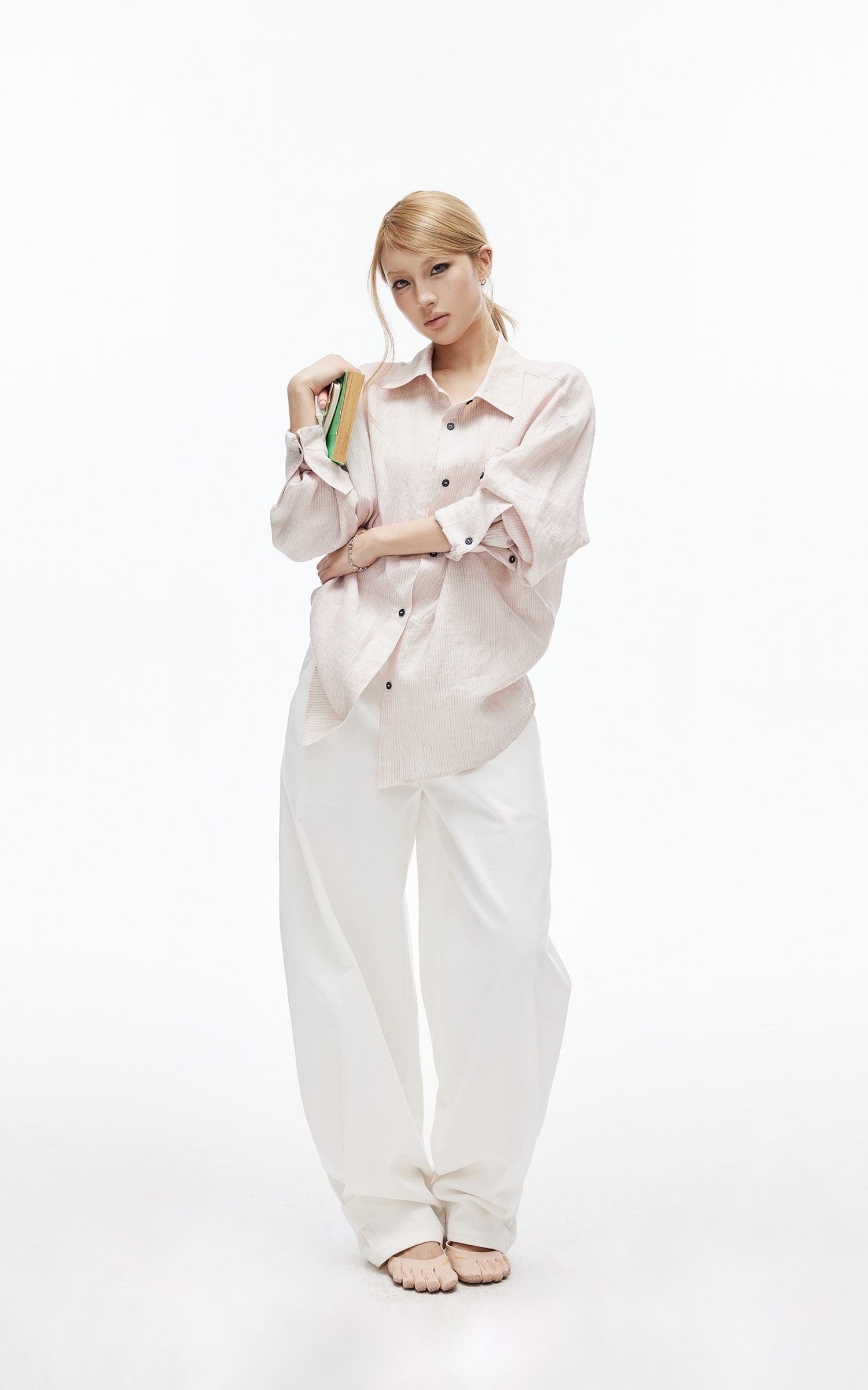 IAMXIAA Soft Stripe Oversized Shirt