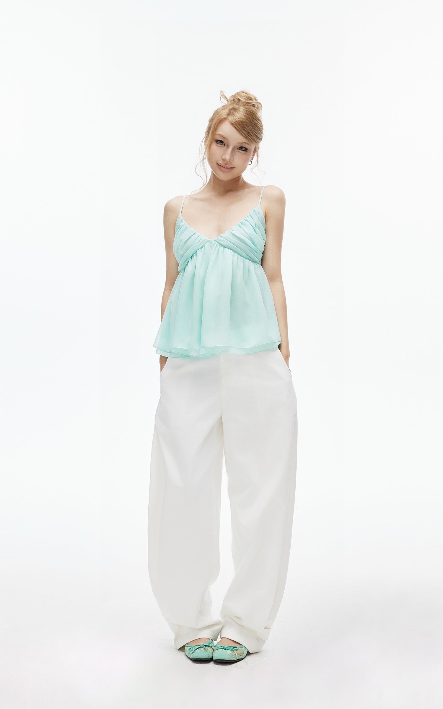 IAMXIAA Adjustable Hem Balloon Wide-Leg Pants