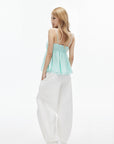 IAMXIAA Mint Chiffon Ruched Babydoll Cami Top