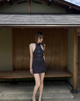 Rase le sol Open Back Halter Knit Mini Dress