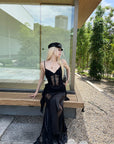 Rase le sol Sheer Lace Paneled Slip Maxi Dress