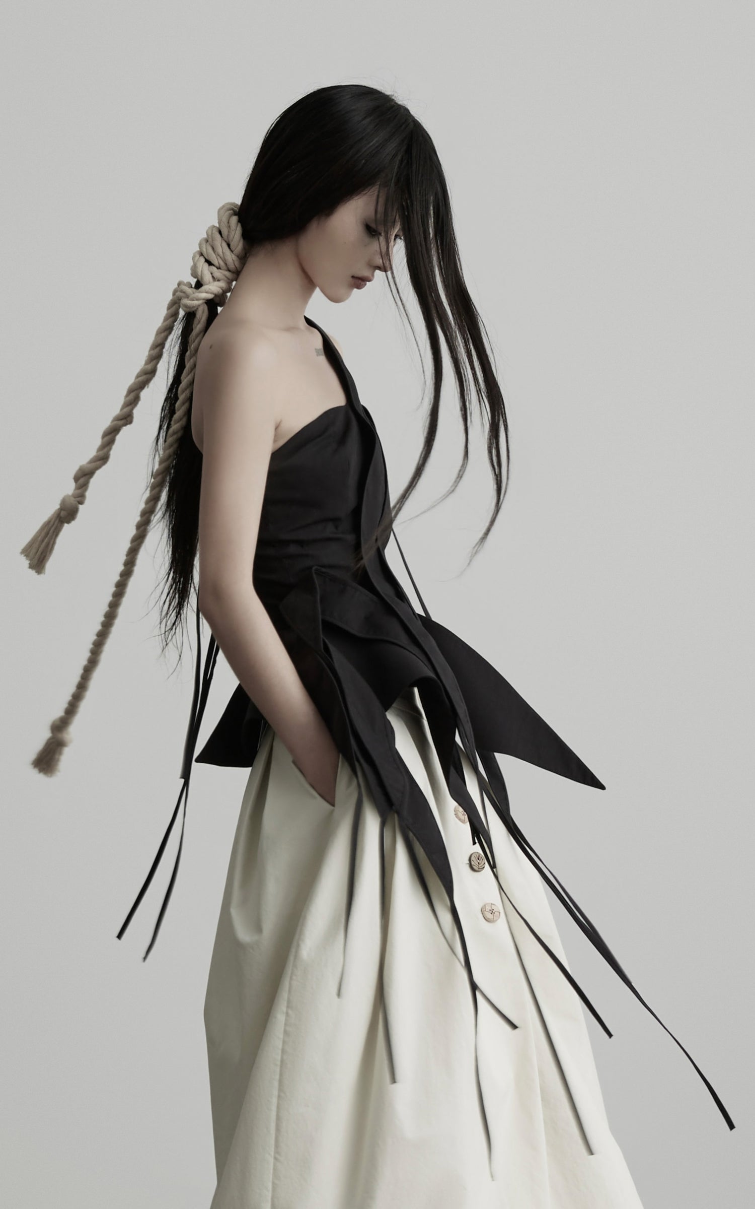 DOINDULGE One-Shoulder Asymmetric Sculptural Corset Top