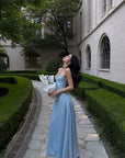 ROVENTE Lace-Up Satin Maxi Dress