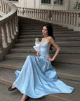ROVENTE Lace-Up Satin Maxi Dress