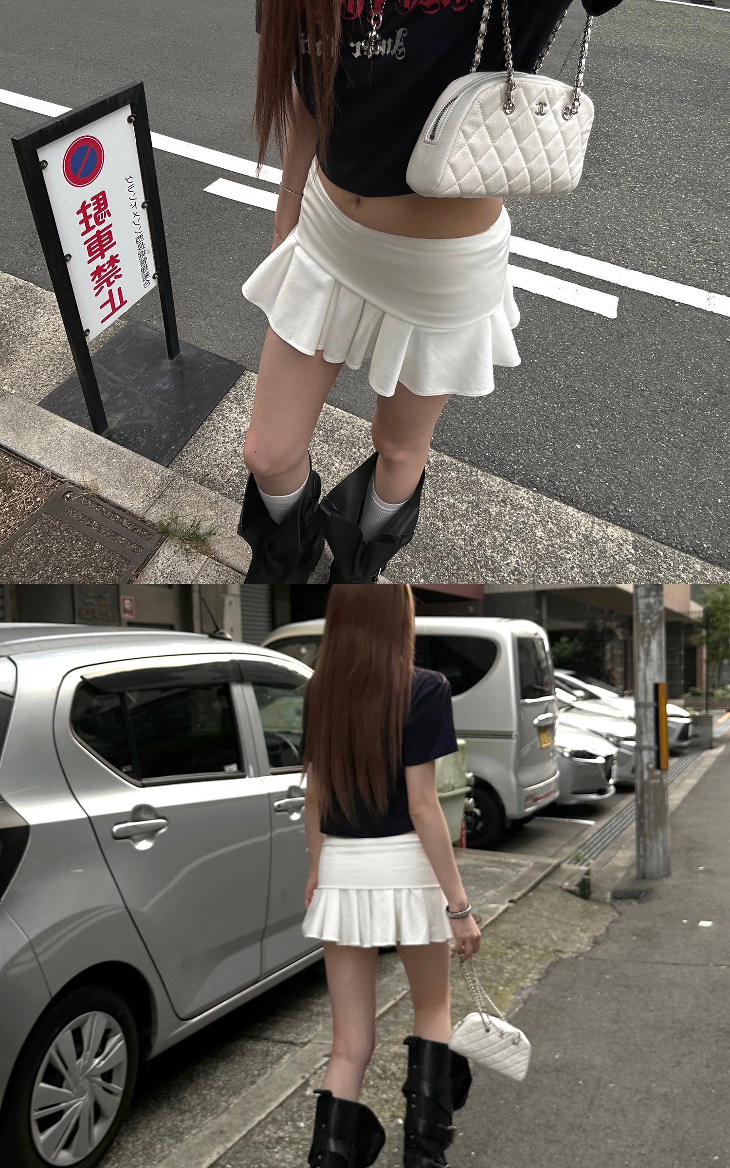Rase le sol Folded Waist Pleated Mini Skirt