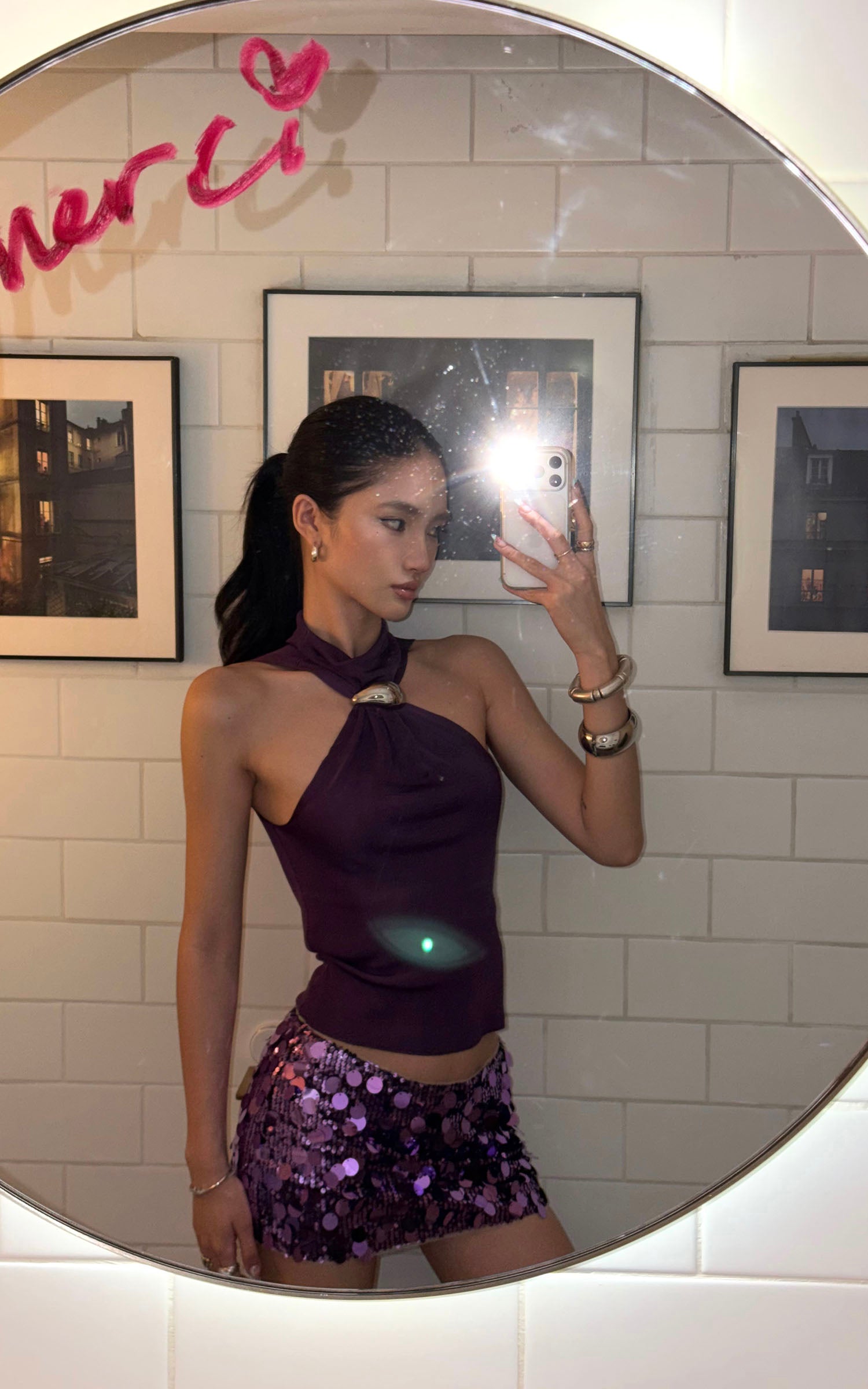 ROVENTE Sequin Embellished Mini Skirt