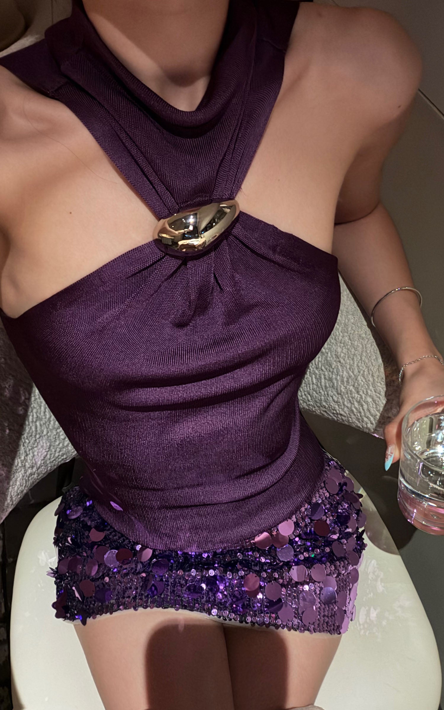 ROVENTE Sequin Embellished Mini Skirt