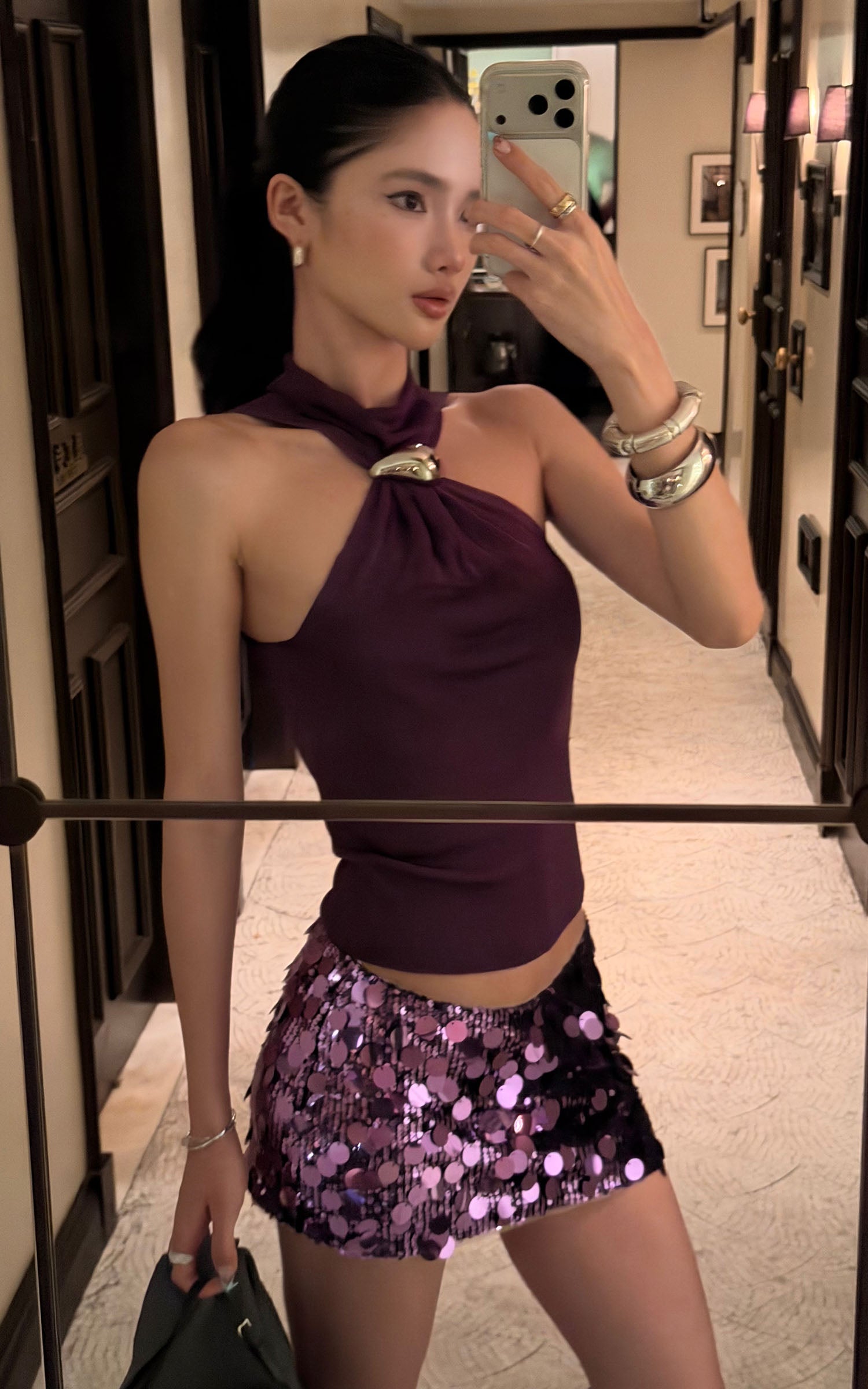 ROVENTE Sequin Embellished Mini Skirt
