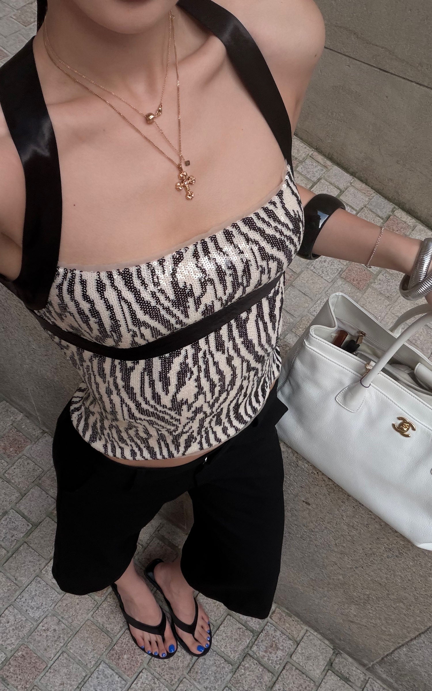 ROVENTE Débardeur à sequins zébré avec dos croisé