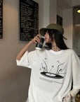 WARDEN EDGE Abstract Record Graphic Oversized Short Sleeve T-Shirt