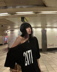 WARDEN EDGE Oversized Asymmetric Graphic T-Shirt