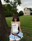 WARDEN EDGE Gingham Lace-Layered Bubble Mini Skirt