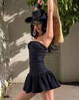 ROVENTE Sculpted Strapless Corset Mini Dress with Flared Hem