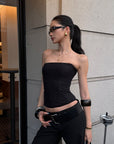 ROVENTE Black Strapless Mesh Corset Top