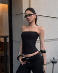 ROVENTE Black Strapless Mesh Corset Top