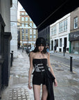 WARDEN EDGE Asymmetrical Graphic Corset Top