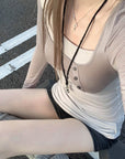 Rase le sol Layered Panel Fitted Long Sleeve T-Shirt