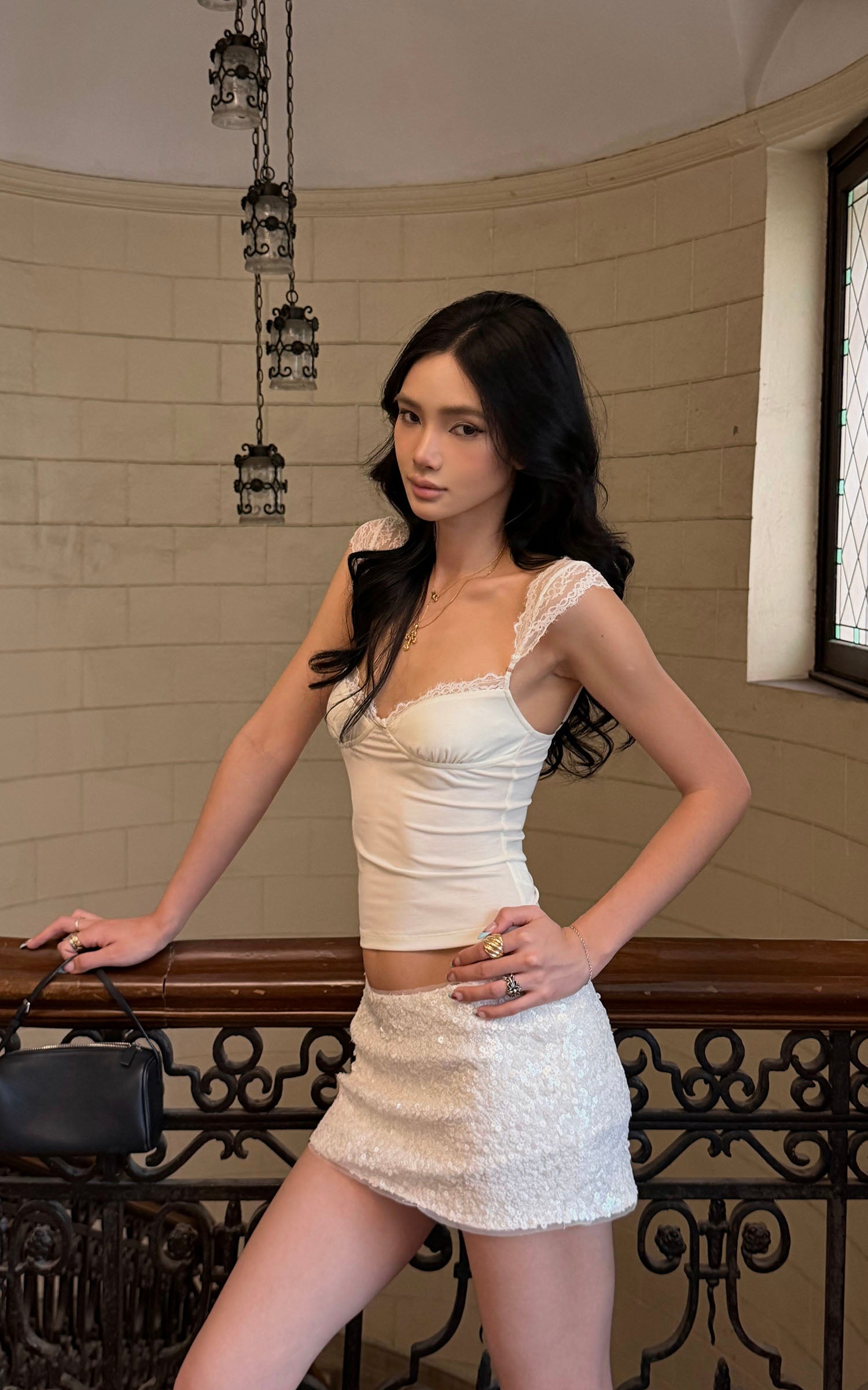 ROVENTE Lace Trim Sculpting Camisole Top