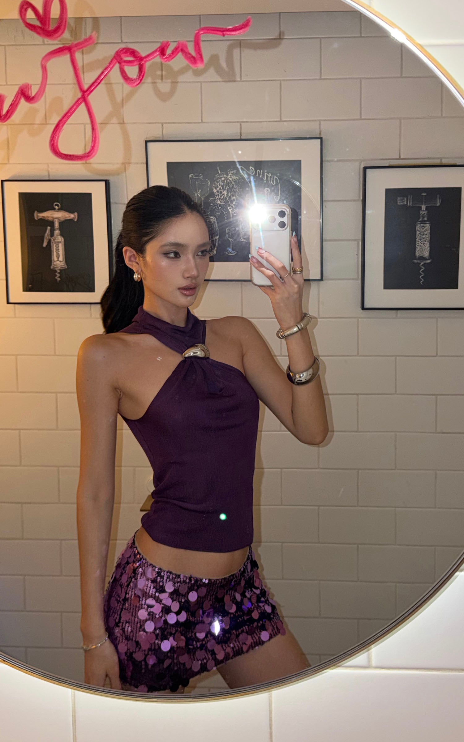 ROVENTE Sequin Embellished Mini Skirt