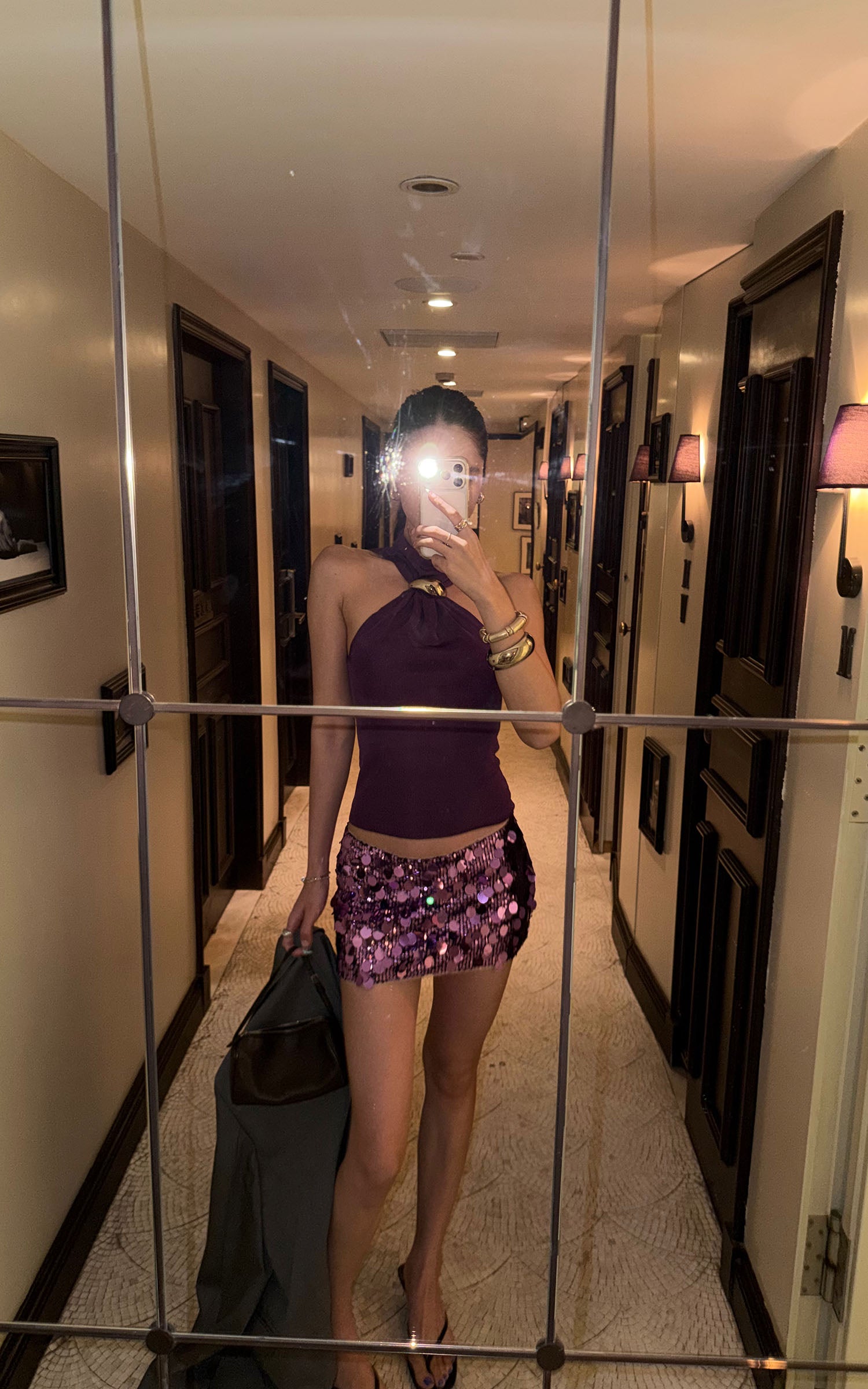 ROVENTE Sequin Embellished Mini Skirt