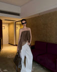 0122stepll Asymmetric Draped One-Shoulder Top