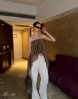 0122stepll Asymmetric Draped One-Shoulder Top