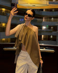 0122stepll Asymmetric Draped One-Shoulder Top