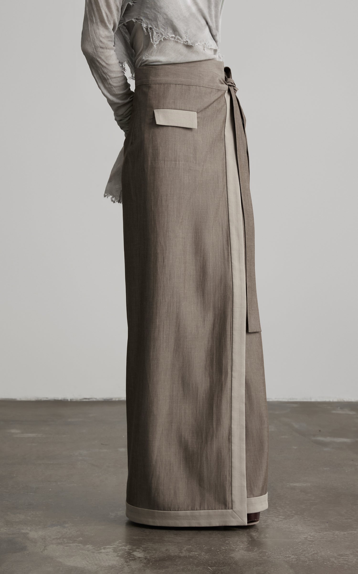 DOINDULGE Wrap Tie-Waist Front Slit Maxi Skirt