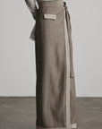 DOINDULGE Wrap Tie-Waist Front Slit Maxi Skirt