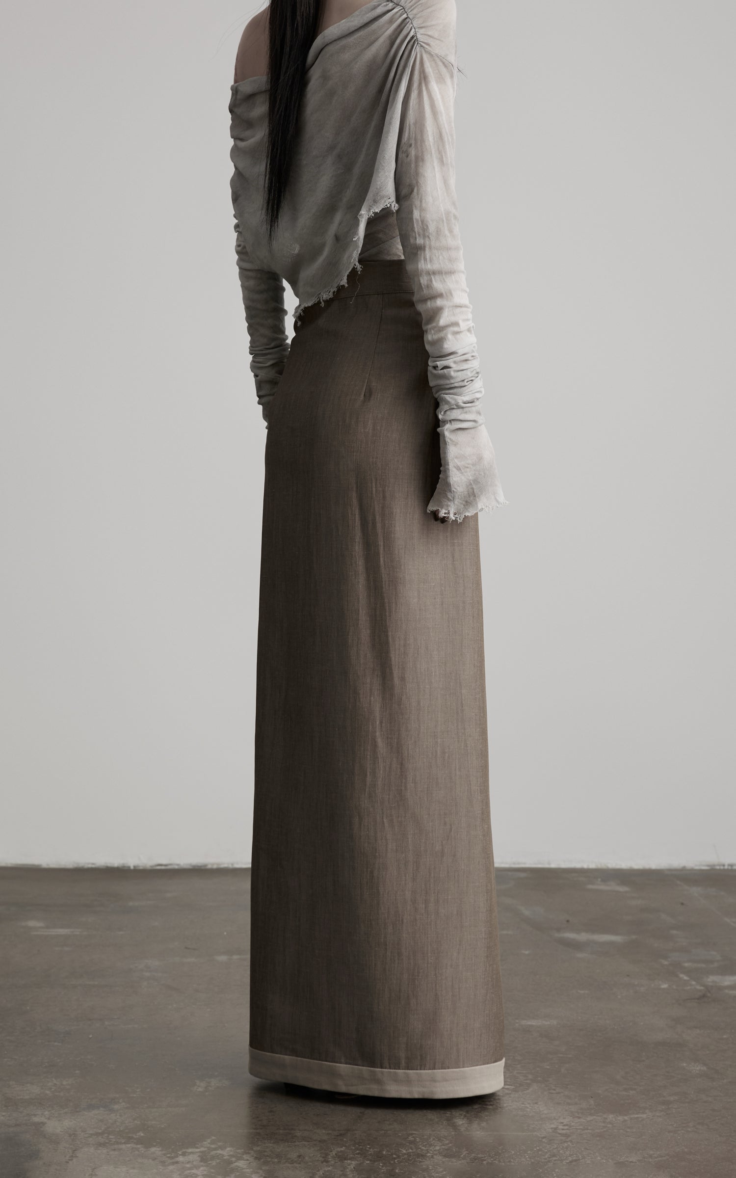 DOINDULGE Wrap Tie-Waist Front Slit Maxi Skirt