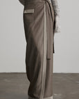 DOINDULGE Wrap Tie-Waist Front Slit Maxi Skirt