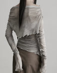 DOINDULGE Two-Piece Off-Shoulder Ruched Long Sleeve Top